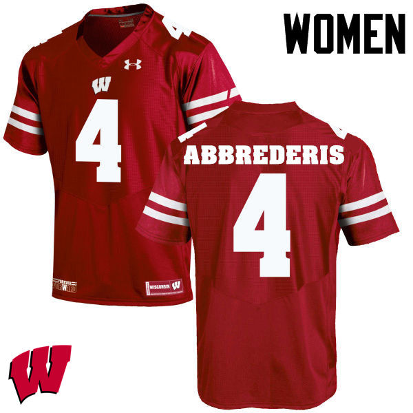 Wisconsin Badgers Women's #4 Jared Abbrederis NCAA Under Armour Authentic Red College Stitched Football Jersey NC40D40UY